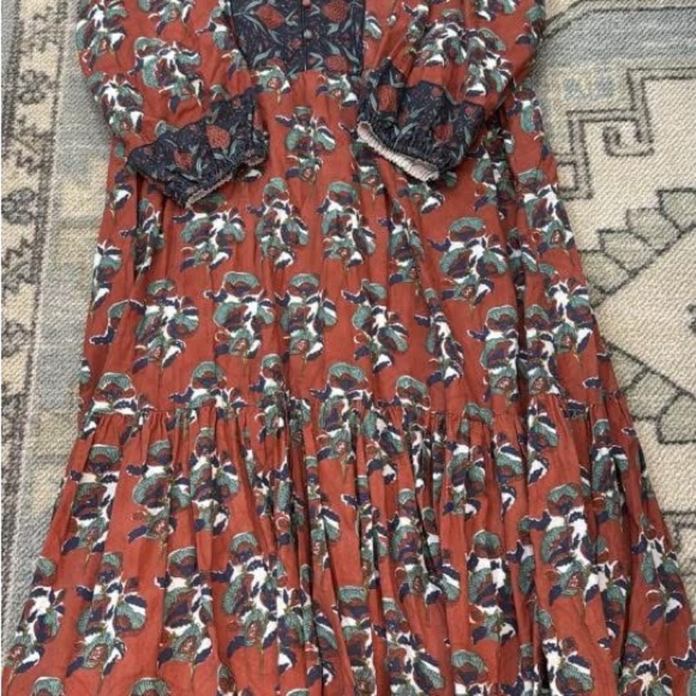 Victoria Dunn Rust Floral Maxi Dress